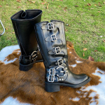 Diržo sagtis storas kulnas rudi martin batai moteri&scaron;ki pavasario ir vasaros retro bet kelio batai vakarieti&scaron;ki batai riterio mados batai 40 ruda