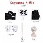 Anime Demon Slayer Shinazugawa Sanemi Cosplay Kostiumas Apranga Perukas Lipdukai Pilnas Rinkinys Konvencijos Cosplay Kostiumas M juoda/pilka
