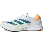 Adidas Adizero Adios 6 Baltos, žalsvai mėlynos, flamingų oranžinės spalvos vyri&scaron;ki sportbačiai Debesų baltumo, tikros žalsvai mėlynos spalvos GY0894 42