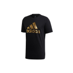 Adidas Universali folijos metalizuota raidžių mar&scaron;kinėliai trumpomis rankovėmis vyrams vir&scaron;ūnės juodi GE4688 L