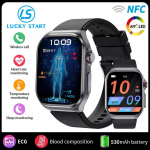 Mikro-fizinis tyrimas AMOLED i&scaron;manusis laikrodis vyrams EKG kraujo sudėtis sveikatos stebėjimas Bluetooth skambutis moterims sportinis i&scaron;manusis laikrodis silicon juoda