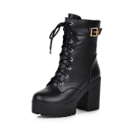 Mada 2024 Rusijos Kar&scaron;tieji I&scaron;pardavimai Moteri&scaron;ki Batai Stora Platforma Auk&scaron;takulniai Moteri&scaron;ki Ankle Boots Apvalus Pir&scaron;tas Suvarstomi Užtrauktukas Motociklininkų Batai 34 juoda