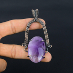 Ametisto pakabukas, brangakmenių papuo&scaron;alas, 999 varine viela apvyniotas pakabukas, dovana moterims, rankų darbo pakabukas 2.55 Inches