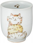 Utsuwa Roan Seto Ware Mažas 200 ml Yumekobo Trio the Nyan Pagaminta Cute Utsuwa Arbatos puodelis, Apie. Talpa, Dizainas, Geltona, Japonija, 091-0029