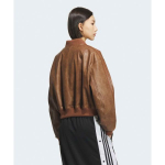 Adidas Originals FW25 PU pamink&scaron;tinimas Prekės ženklo logotipas Trys dryžiai Retro &Scaron;ilta sportinė ilgomis rankovėmis striukė Moteri&scaron;ka striukė KC2655 M brown