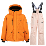 Vaiki&scaron;kos mados slidinėjimo aprangos komplektas berniukams ir mergaitėms, sutir&scaron;tintas, neper&scaron;lampamas, &scaron;iltas slidinėjimo kostiumas, striukė ir kelnės, aprangos komplektas 8 rožinė