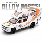 1/32 Silverado Pikapas Kemperis Rekreacinis Automobilis Modelis Metalinis Kemperis Namelis Kelioniniai Transporto priemonės Automobilio Modelis Garsas &Scaron;viesa Vaikų Žaislas Dovana balta