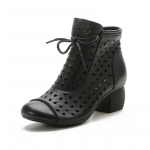 GKTINOO 2025 Vasariniai Ankle Boots Natūralios Odos Batai Moteri&scaron;ki Vidutinio Kulno Sandalai &Scaron;oninis Užtrauktukas Batai I&scaron;pjovimai Kvėpuojantys Mujer Zapatos 225