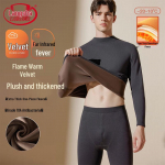 Langsha Men's Half-High Collar Fleece Thermal Underwear Set XL