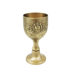 Vintažinė taurė su gėlėmis, reljefinė, auksinė, komunijai, varinė, metalinė, vyno taurė, reljefiniai stikliukai, varinės metalinės vyno taurės