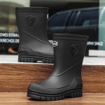 Vyri&scaron;ki lietaus batai Madingi vidutinio blauzdos ilgio guminiai batai Vandeniui atsparūs Darbiniai batai plovimui, žvejybai Vyri&scaron;ki guminiai botai Botas De Lluvia Hombre 40 juoda