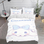 Cinnamoroll MINISO Sanrio Miegamojo Vaikų Patalynės Komplektas Antklodės Užvalkalas Comforte Karalienė Su Pagalvės Užvalkalu Kalėdinės Dovanos Namams EU Single(135*200cm)3pcs white