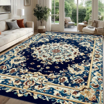 Persi&scaron;kas prabangus retro kilimas svetainei, didelis dydis, neslystantis kilimėlis kavos staliukams, namų dekoracija, miegamojo poilsio kilimas Tapis Salon 80x120cm gray