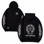 815 CHROME HEARTS 2026 M. Rudens ir Žiemos Naujas Didelio Dydžio Klasikinio Stiliaus Logotipinis Džemperis su Gobtuvu, Tinka Dėvėti Poroms S juoda