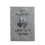 Kerry Blue Terrier, Irish Blue Terrier - Dog passport case, document case, gift for the traveller from the Art-Dog brand pilka spalva