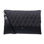 Fendi Raidės Spausdinimo Patchwork Odinis Sankabos Dėklas Mažas Vyri&scaron;kas Sankabos Dėklas Juodas 7N0144-ARK1-F1IKJ Basic Set (Bag+Dust Bag)