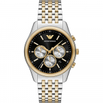 Emporio Armani Antonio Juodas Dvispalvis Nerūdijančio Plieno Vyri&scaron;kas Kvarcinis Chronografas su Data AR11713 juoda