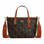 Coach City Mini Tote drobė su arklių ir vežimo ra&scaron;tu, ruda, juoda, oranžinė, auksinė furnitūra, kasdieniam naudojimui CCO38-IMS2K Basic Set (Bag+Dust Bag)