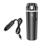 12V 24V automobilinis &scaron;ildomas puodelis, 500ml nerūdijančio plieno kelioninis elektrinis kavos puodelis 17oz &scaron;ildomas puodelis gray