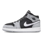 Air Jordan 1 Mid SE GS Dramblio Pir&scaron;tas Vaikų Sportbačiai Pilki Juodi Balti DM6216-016 35.5