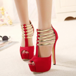 Pavasaris Vasara Auk&scaron;takulniai Sandalai Vakarėliui vestuvinė suknelė Peep Toe Moterims Pumps Platformos Gladiator Batai Trend Confident Patogumas Paprastumas Batai 40 raudona