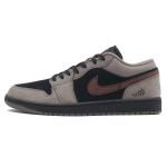 Jordan Air Jordan 1 Abrasion Resistant Low top Vintage Basketball Shoes Unisex Black Brown 553558-093 (Team205-) 43 gray