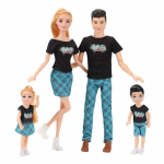 Suknelė 1/6 Lėlės Žaislas Mados &Scaron;eimos Lėlių Rinkinys I&scaron; 4 Žmonių Mama Tėtis Vaikai 30Cm Lėlė Pilnas Rinkinys Su Drabužiais Vaikų Žaidimų Namelis Žaislas