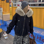 Koreieti&scaron;ka Versija Moteri&scaron;ka Juoda Mada Didelio Dydžio Gobtuvu Užsegama Parka Žiemos Pilka &Scaron;ilta Laisvas Medvilninis Paltas Storas Kasdienis Madingas S juoda