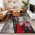 Moderni abstrakcija Raudonas pliu&scaron;inis svetainės kilimas Dekoracija Miegamojo lovos &scaron;onas Neslystantis kilimas Didelis plotas Lengvas valymas Mink&scaron;tos grindų dangos 120cm x 160cm