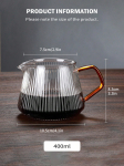 Leeseph Stiklinis Kavos Serveris Kavai ir Arbatai Ruo&scaron;ti &bdquo;Pour Over&ldquo; Metodu Vertikaliai Dryžuotas Mikrobangų Krosnelėje Naudoti Galima & Kar&scaron;čiui Atsparus Stiklinis Korpusas (400ml & 600ml)