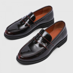 Prabangūs vyri&scaron;ki slip-on bateliai i&scaron; natūralios odos, itali&scaron;ki loaferiai vyrams, juodi lakinės odos formalūs Oxford tipo bateliai vyrams, vestuviniai bateliai vyrams 38