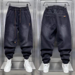 Y2k Mada Japoni&scaron;ki Harajuku Laisvi Harem Džinsai Vyri&scaron;ki Juodi Korėjieti&scaron;ki Gatvės Apranga Hip Hop Laisvalaikio Džinsiniai Kelnės Gatvės Kasdieniam Dėvėjimui S juoda