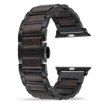 Natūralaus medžio ir nerūdijančio plieno apyrankė Apple Watch IWatch visoms serijoms Ultra 3 38/40/41/42/44/45/46/49mm 38mm/40mm/41mm/42mm(series10 11) black