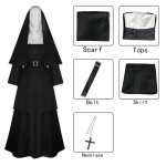 Helovinas Vienuolė Cosplay Kaukė Kostiumas Siaubo Filmų Cosplay Helovino Kostiumas The Conjuring Helovino Kostiumas Kaukė XXXL black