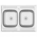 Dviguba virtuvės kriauklė Sidabrinė 800x600x155 mm Nerūdijantis plienas