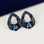 Fashion Style Water Drop Style Sapphire Stud Auskarai tamsiai mėlyna spalva