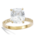 Bague Plaqu&eacute; Or 'Samantha' blanc dor&eacute; - 9x11 mm