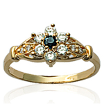 Bague Plaqu&eacute; Or 'Scarlett' saphir blanc dor&eacute; - 13x8 mm