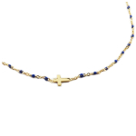 Les Tr&eacute;sors De Lily [R0226] - Collier cr&eacute;ateur acier 'Croix' bleu dor&eacute; - 10x5 mm mėlyna