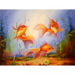 Deimantinis siuvinėjimas visi&scaron;kai apvalus deimantinis Animals River auksinės žuvelės deimantinis paveikslas kryžiaus kirpimas 20X30CM