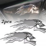 Motociklas Motociklas Tankas Automobilis Sliver Flaming Skull 3D Gel Lipduko lipdukas K/R pora