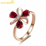 SACE GEMS Klasikinio vario lydinio cirkonio gėlių formos Žiedas Moterų papuo&scaron;alai Vestuvių pažado vakarėlio dovana open raudona