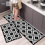 Juodai balti geometriniai virtuvės kilimai ir kilimėliai Neslystantys 40x60cm 40x120cm paprasti vonios kilimėlių rinkiniai 2 dalių miegamojo kilimėlis 40x60cm+40x120cm