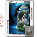 Siuvinėjimo kryželiu rinkinys &bdquo;Pasidaryk pats&ldquo; deimantinis siuvinėjimas Mergina smėlio laikrodžio buteliuke, pie&scaron;ianti deimantais namų dekoracija Full Round 20X30CM