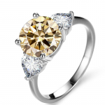 BagueRingen Prabangus Vestuvinis Sterling 925 Sidabrinis Žiedas 3 karatų D COLOR Moissanite Deimantiniai papuo&scaron;alai Moterims Klasikinio keturių letenų dizaino 6.5 &scaron;ampanas