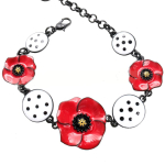 Les Tr&eacute;sors De Lily [R6069] - Bracelet cr&eacute;ateur 'Lilipoupettes' (coquelicots) rouge blanc noir - 25 mm