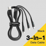 Essager 3 in 1 USB Type C kabelis Micro USB laidinis įkroviklis skirtas iPhone 14 13 12 X Pro Max Samsung Xiaomi PCPO mobiliojo telefono duomenų laidas 3-in-1 1.2m juoda