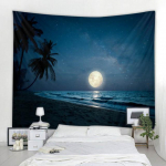 Kra&scaron;tovaizdžio iliustracija gobelenas žvaigždėtas dangus už lango siena kabantis bohemi&scaron;kas hipių namų dekoravimas spausdinta patalynė 90x75cm