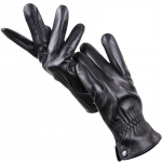 Paprasti aksesuarai Žieminės avikailio vyri&scaron;kos pir&scaron;tinės Flisinis pamu&scaron;alas Juodos odos vairavimo pir&scaron;tinės I&scaron; natūralios odos 9 juoda