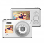 Andoer 2,88 colio ne&scaron;iojamas skaitmeninis fotoaparatas, kompakti&scaron;kas fotoaparatas 60MP 4K Ultra HD 16x priartinimas automatinis fokusavimas balta